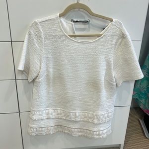 Banana Republic White Tweed Top